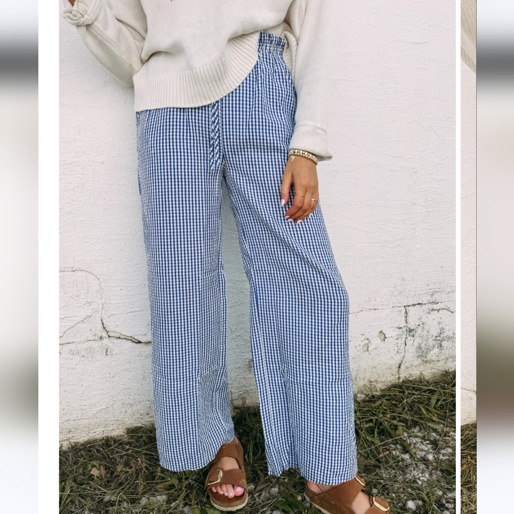Etta & East Jade By Jane Blue Gingham Boxer Pants